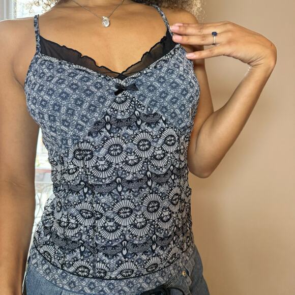 Y2K rom com blue cami tank (XS) coquette ballet core - Picture 1 of 8